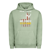 Pigment Oil Green Hot Trend Proud Air Force Step-Dad American Flag Urban Hoodie - PixelWave