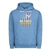 Pigment Pebble Blue Hot Trend Proud Air Force Step-Dad American Flag Urban Hoodie - PixelWave