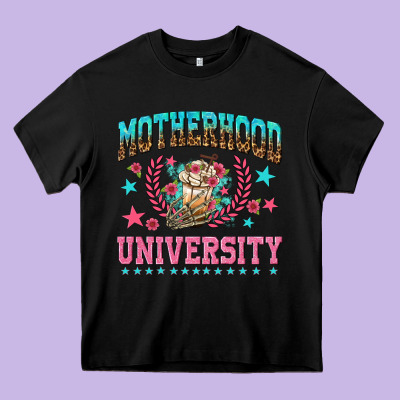 Motherhood University With Coffee Heavy Core Tee Designed By Nancycooperartshop