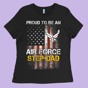 Hot Trend Proud Air Force Step-dad American Flag Ladies Tee Designed By Pixelwave