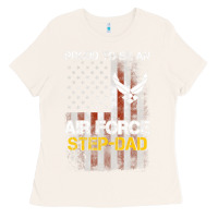Bone Hot Trend Proud Air Force Step-Dad American Flag Ladies Tee - PixelWave