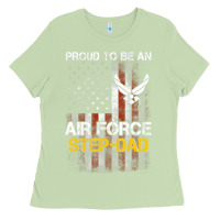 Matcha Hot Trend Proud Air Force Step-Dad American Flag Ladies Tee - PixelWave