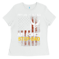 White Hot Trend Proud Air Force Step-Dad American Flag Ladies Tee - PixelWave