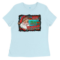 Baby Blue ho ho howdy with santa Ladies Tee - RanaPortraitStore