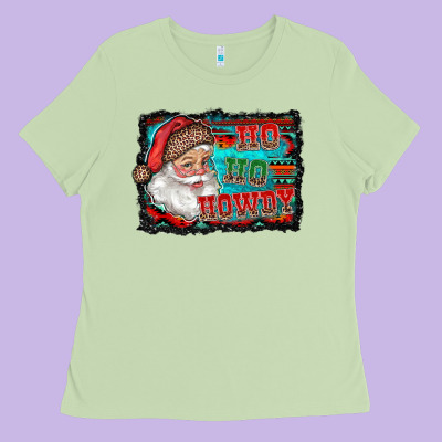 Ho Ho Howdy With Santa Ladies Tee Designed By Ranaportraitstore