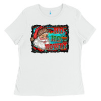 White ho ho howdy with santa Ladies Tee - RanaPortraitStore