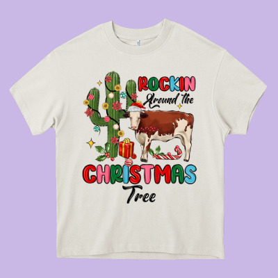 Rockin Around The Christmas Tree Heavy Core Tee Designed By Maliassmallbusiness