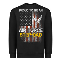 Black Hot Trend Proud Air Force Step-Dad American Flag Heavyweight Sweatshirt - PixelWave