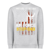 Heather Grey Hot Trend Proud Air Force Step-Dad American Flag Heavyweight Sweatshirt - PixelWave