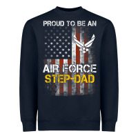 Navy Hot Trend Proud Air Force Step-Dad American Flag Heavyweight Sweatshirt - PixelWave