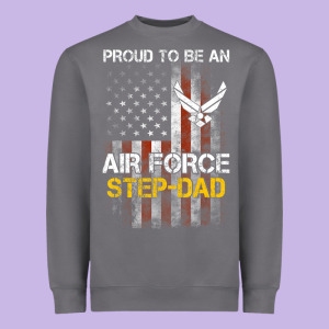 Hot Trend Proud Air Force Step-dad American Flag Heavyweight Sweatshirt Designed By Pixelwave