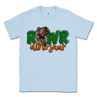 Dusty Blue Rawr Dinosaur Classic Tee - LillyAllenDesigns