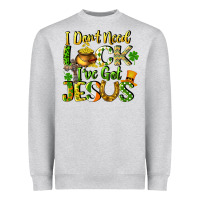 Heather Grey I don't need luck i've got Jesus Heavyweight Sweatshirt - CowGirlArtShop