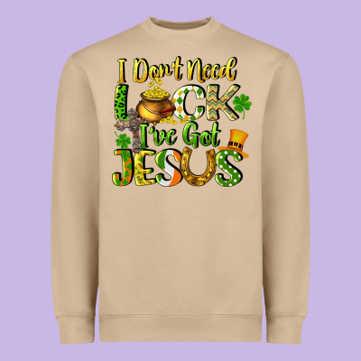 I Don't Need Luck I've Got Jesus Heavyweight Sweatshirt Designed By Cowgirlartshop