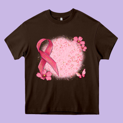 Customized Breast Cancer Ribbon And Background Heavy Core Tee Designed By Maliassmallbusiness