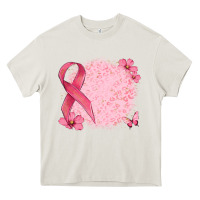 Cream customized breast cancer ribbon and background Heavy Core Tee - MaliasSmallBusiness