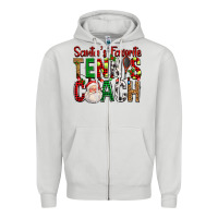 Dove Grey Santa's Favorite Tennis Coach For Christmas Zipper Hoodie - FaDigitalArtStudio