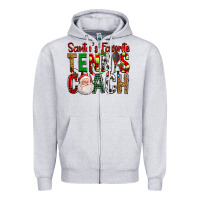 Heather Grey Santa's Favorite Tennis Coach For Christmas Zipper Hoodie - FaDigitalArtStudio