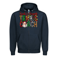 Navy Santa's Favorite Tennis Coach For Christmas Zipper Hoodie - FaDigitalArtStudio