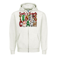Oatmeal Heather Santa's Favorite Tennis Coach For Christmas Zipper Hoodie - FaDigitalArtStudio