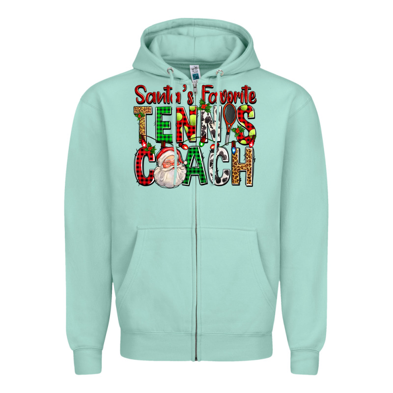 Santa's Favorite Tennis Coach For Christmas Zipper Hoodie by FaDigitalArtStudio | Teevron