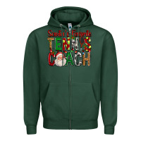 Sports Green Santa's Favorite Tennis Coach For Christmas Zipper Hoodie - FaDigitalArtStudio