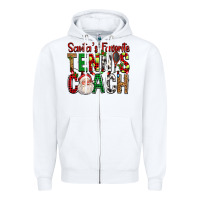 White Santa's Favorite Tennis Coach For Christmas Zipper Hoodie - FaDigitalArtStudio