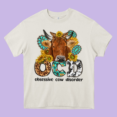 Obsessive Cow Disorder Heavy Core Tee Designed By Nancycooperartshop