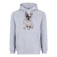 Heather Grey white black french bulldog Heavyweight Hoodie - LillyAllenDesigns