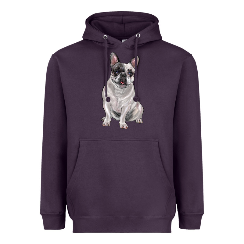 White Black French Bulldog Heavyweight Hoodie by LillyAllenDesigns | Teevron