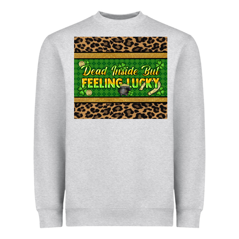 Dead Inside But Feeling Lucky 20oz Skinny Tumbler Heavyweight Sweatshirt by HowdyJamesFarm | Teevron