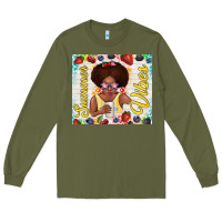 Army Green summer vibes afro kid Long Sleeve Tee - TumblerDesignByShophia