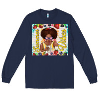 Navy summer vibes afro kid Long Sleeve Tee - TumblerDesignByShophia