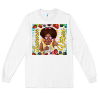 White summer vibes afro kid Long Sleeve Tee - TumblerDesignByShophia