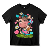 Black little cute cow Heavy Core Tee - NancyCooperArtShop
