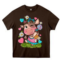 Chocolate Brown little cute cow Heavy Core Tee - NancyCooperArtShop