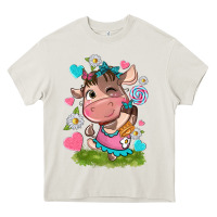 Cream little cute cow Heavy Core Tee - NancyCooperArtShop
