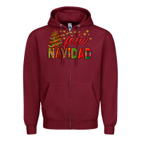 Burgundy Feliz Navidad With Sombrero Tree Zipper Hoodie - BundleAndBundleShop