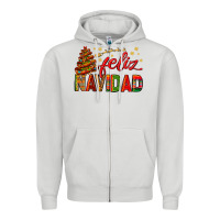 Dove Grey Feliz Navidad With Sombrero Tree Zipper Hoodie - BundleAndBundleShop