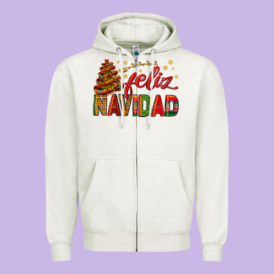 Feliz Navidad With Sombrero Tree Zipper Hoodie Designed By Bundleandbundleshop