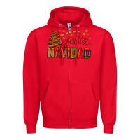 Red Feliz Navidad With Sombrero Tree Zipper Hoodie - BundleAndBundleShop