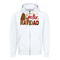 White Feliz Navidad With Sombrero Tree Zipper Hoodie - BundleAndBundleShop