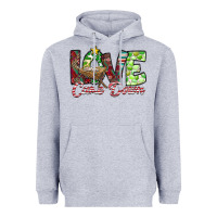 Heather Grey Love Came Down Heavyweight Hoodie - CowhideDigitalArt