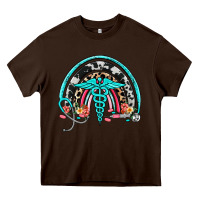 Chocolate Brown nurse rainbow Heavy Core Tee - NancyCooperArtShop