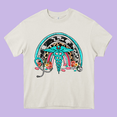 Nurse Rainbow Heavy Core Tee Designed By Nancycooperartshop