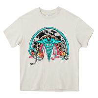 Cream nurse rainbow Heavy Core Tee - NancyCooperArtShop