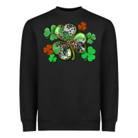 Black St. Patrick's Day shamrock leopard and cowhide Heavyweight Sweatshirt - CowGirlArtShop