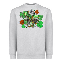 Heather Grey St. Patrick's Day shamrock leopard and cowhide Heavyweight Sweatshirt - CowGirlArtShop
