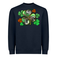 Navy St. Patrick's Day shamrock leopard and cowhide Heavyweight Sweatshirt - CowGirlArtShop
