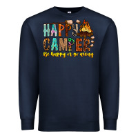 Navy Happy Camper Be Happy Or Go Away Premium Sweatshirt - CowhideDigitalArt